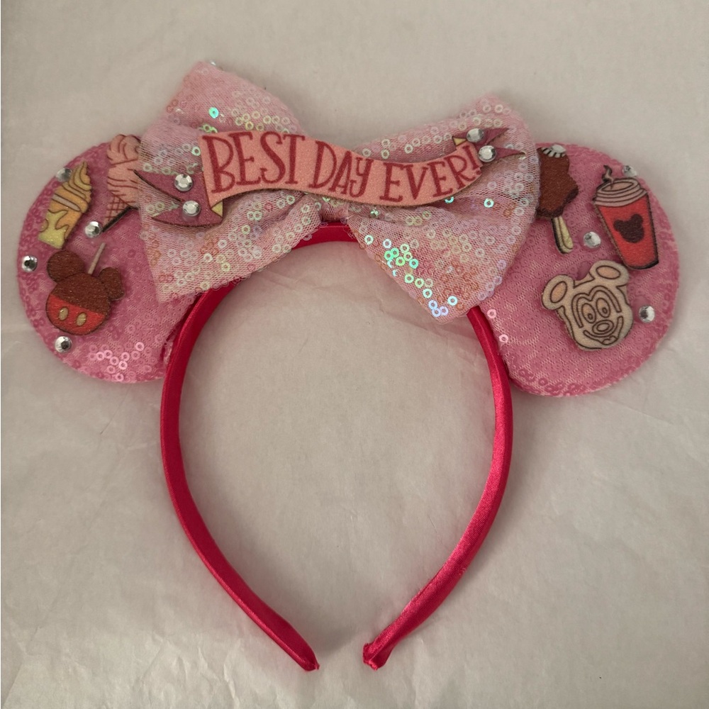 Handcrafted Pink Disney "Best Day Ever" Headband Ears